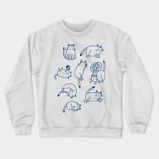 Cute Cats In Different Posses - Cat Lover Cute Design Crewneck Sweatshirt